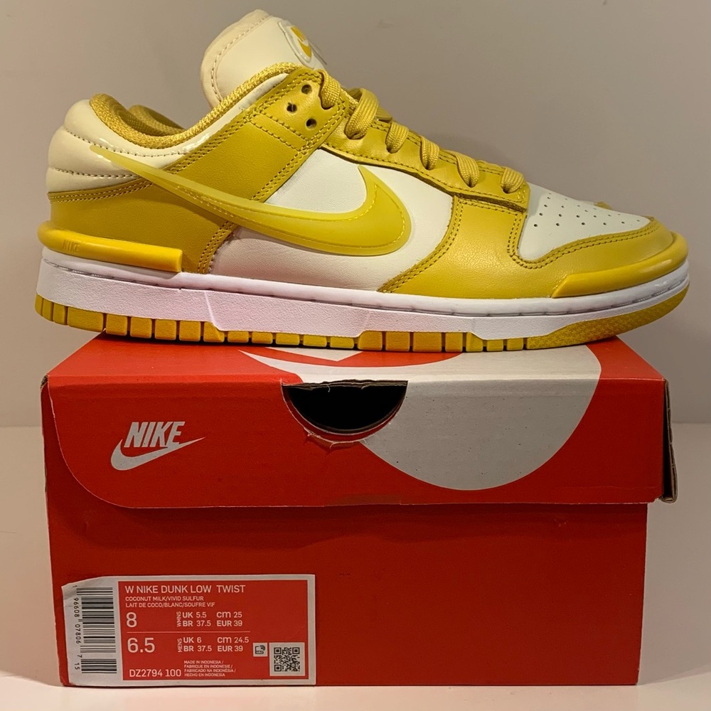 🌞 NIKE DUNK LOW TWIST VIVID SULFUR WOMENS SHOES SIZE 8 BASKETBALL SNEAKERS 🌞